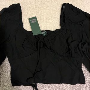 WILD FABLE Black Peasant Crop Top